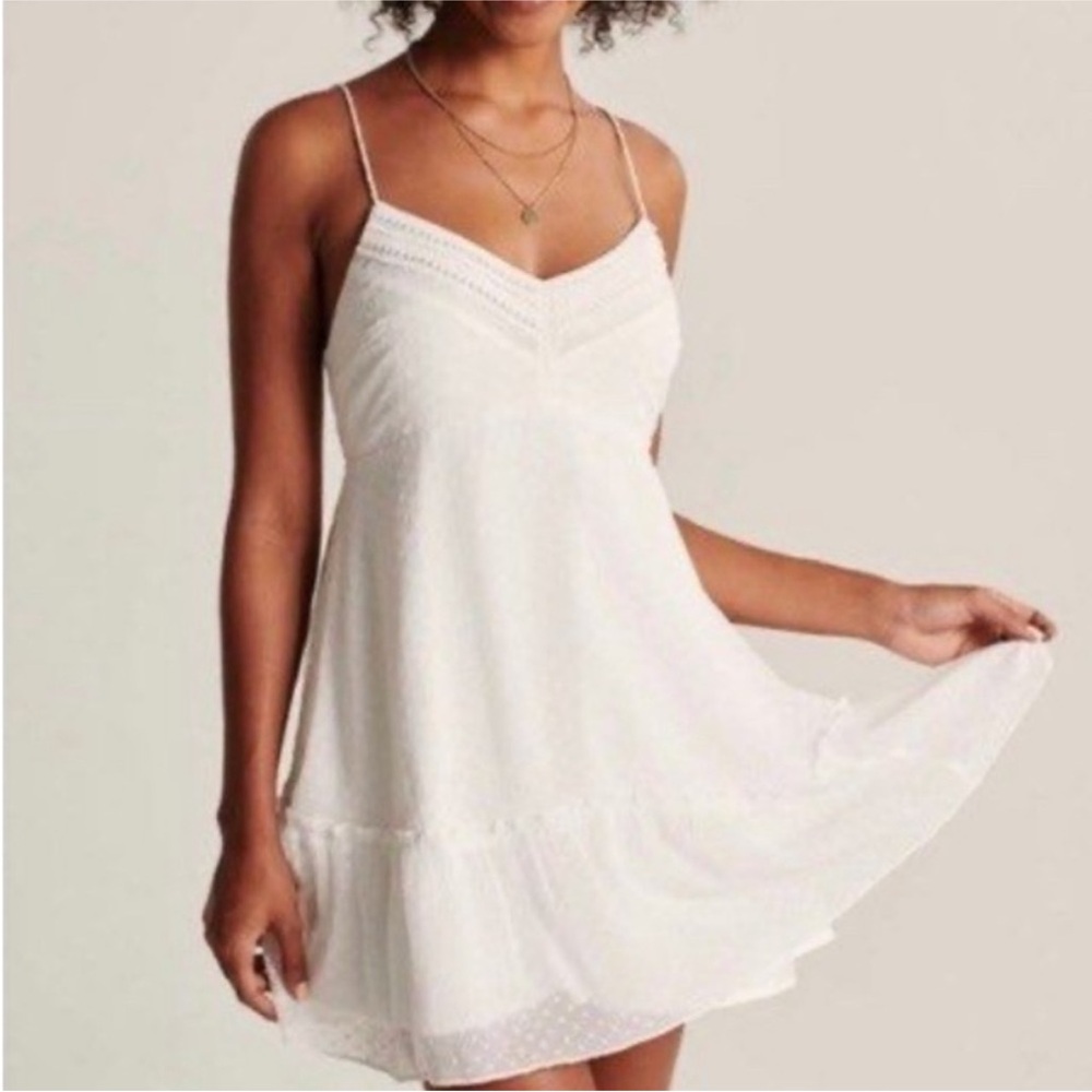 Abercrombie & Fitch White Eyelet Lace Baby Doll Dress SZ MED COASTAL COWGIRL